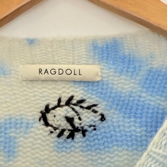 RAGDOLL LA 100% Cashmere Blue Tie-Dyed Sweater XS Fall‎ Winter Cozy Lounge - Picture 3 of 5